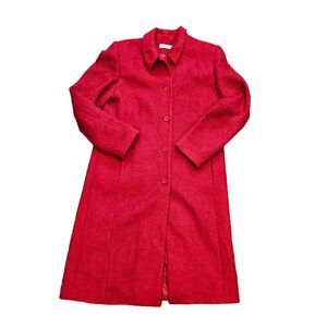 Amanda Smith Jacket Womens Size 6 Red Wool Alpaca Mohair Longline Pockets Boho